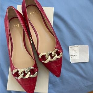 Marc Fisher Red Chain Detail Flats size 6.5M